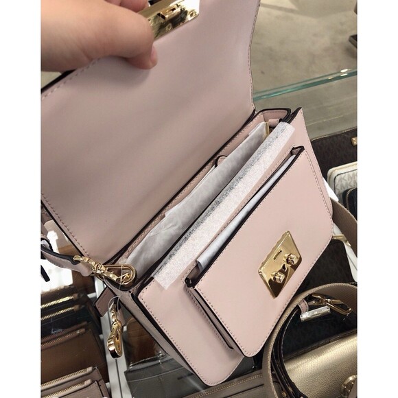 Michael Kors Sloan Editor Large Shoulder Smooth Leather Bag Soft Pink Crossbody - Picture 12 of 15